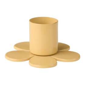 Ib Laursen Kovový svícen Flower Cafe Cream 6 cm, žlutá barva, kov