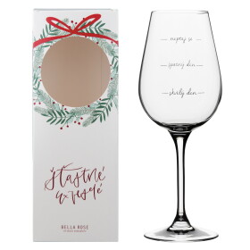 Bella Rose Sklenice na víno Neptej se! + vánoční krabička, čirá barva, sklo, 350 ml