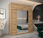 Šatní skříň Abi T1 s nástavcem Barva korpusu: Bílá, Rozměry: 250 cm, Dveře: Dub artisan