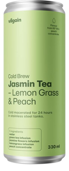 Vilgain Cold Brew zelený čaj – Lemongrass & broskev 330 ml