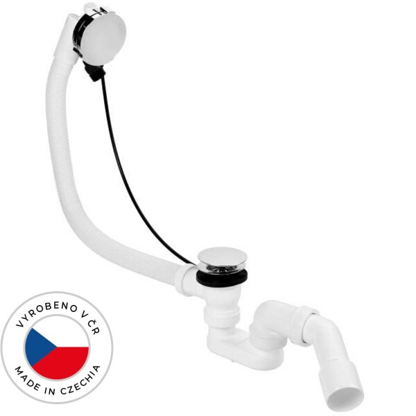 CERANO Vanová souprava ovládaná bovdenem s napouštěním - SLIM - sifon DN40/50 - zátka 72mm - chrom - 78 cm