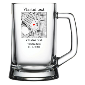 Personalizovaná pivní sklenice s mapou