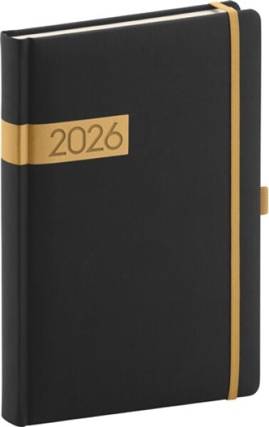 Denní diář Twill 2026, černo-zlatý
