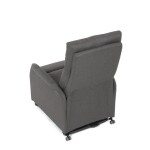 Křeslo polohovací, eletrické, šedá látka.