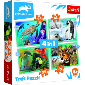 Trefl Puzzle Animal Planet: Záhadný svět zvířat 4v1 (35,48,54,70 dílků) - Trefl