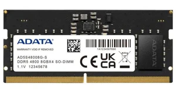 ADATA8GB (1x8GB) 4800MHz / SO-DIMM / DDR5 / CL40 / 1.1V (AD5S48008G-S)
