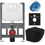 CERANO - Kompletní WC set Basic/Cesso - černá matná - WC tlačítko Maxio/Bílá - závěsné - nízký modul - předstěnová instalace - 49x36 CER-8050BD86214