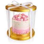 Cake Star Cake Star 4Cake Plastový kulatý box na dorty zlatý bez stuhy (26 x 26 x 44 cm)