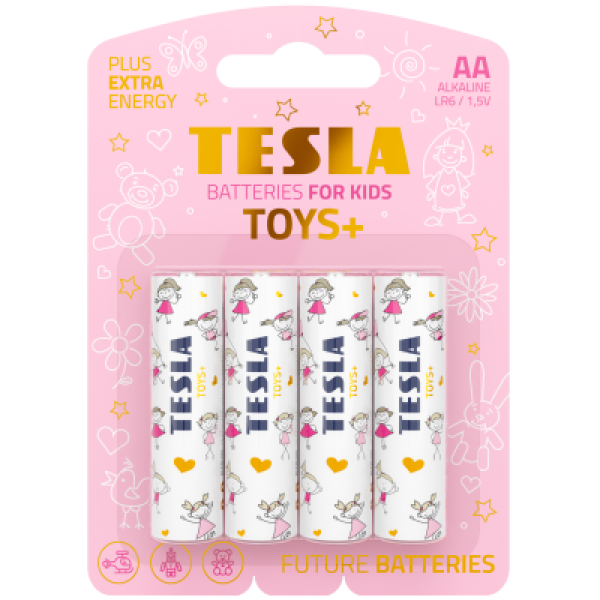 TESLA TOYS+ GIRL alkalická baterie AA 4 ks / LR06 / tužková / blister (11060421)