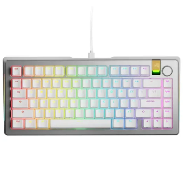 Glorious GMMK 3 Pro HE 75% - Fox HE ANSI stříbrná / herní 75% TKL / USB-C / ANSI (US) layout / Fox HE / RGB / 1.4m (GLO-KB-GMMK3-PRO-75-PB-HE-W-SIL-US)