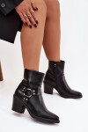 Zateplené dámské kotníkové boty na podpatku s ozdobným prvkem černé Jurelle 38