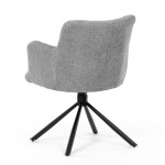 Židle jídelní, šedá látka, černý kov, otočný vratný mechanismus 90°/90° (L/P) - funkce reset