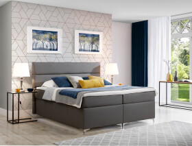 Boxspring Amadeo Rozměr: 140 x 200 cm, látka: Soft 29, Varianta: S LED osvětlení