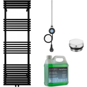 CERANO Koupelnový elektrický radiátorový set Luigi - WIFI - 600W - černá matná - 1600x500 mm