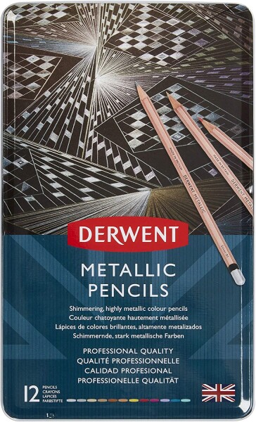 Derwent Derwent, 2305599, Metallic, sada metalických pastelek, 12 ks