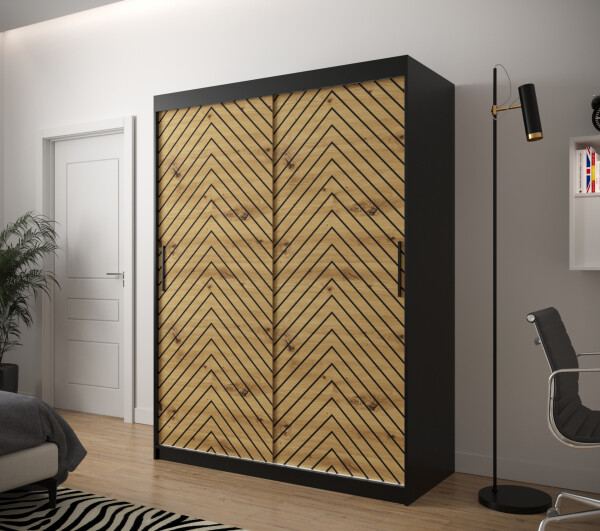 Šatní skříň Abi Jodelka 1 Barva korpusu: Černá, Rozměry: 150 cm, Dveře: Dub artisan