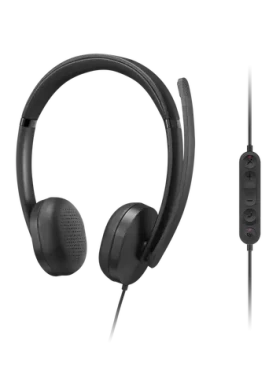 Lenovo VoIP Headset 5000 černá / Drátová sluchátka / mikrofon / USB-C / stereo (4XD1R88995)
