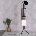 Věšák stojanový, výška 170,5 cm, kovová konstrukce, černý lak, nosnost 6 kg