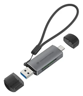 Conceptronic šedá / Čtečka paměťových karet / USB-A/USB-C 3.2 Gen 1 / SD, microSD / 2 sloty / 5 Gbit/s (BIAN05G)