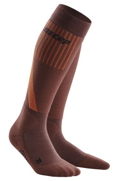 CEP pánské běžecké kompresní podkolenky COLD WEATHER - dark orange Velikost: IV (39-44 cm obvod lýtka)