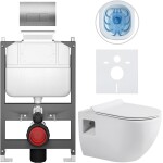 CERANO - Kompletní WC set Basic/Dure - bílá lesklá - WC tlačítko Modulo/Stříbrná - ovládání shora - předstěnová instalace - 51x35 CER-8050BD85888