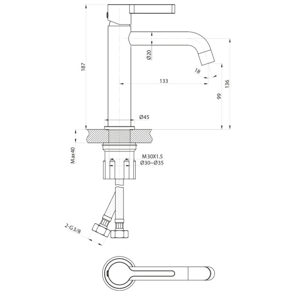 SAPHO - ICONIC stojánková umyvadlová baterie, chrom AF002