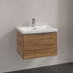 VILLEROY & BOCH - Subway 3.0 Umyvadlová skříňka, 62x43x48 cm, 1 zásuvka, Oak Kansas/lesklý hliník C57500RH