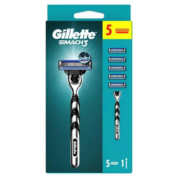 Gillette Mach3 Pánský Holicí Strojek, 1 Holicí Strojek Gillette, 5 Náhradních Holicích Hlavic