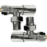 CERANO - Připojovací sada radiátorových ventilů - ruční - rohová - 1/2"/PEX 16x2 mm - chrom CER-478126