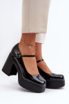 Dámské lakované polobotky na platformě a sloupku Big Star NN274004 černé 37