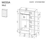 Šatní skříň Mossa MO2 Barva korpusu: Černá