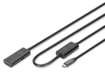 Digitus DA-73111 černá / Aktivní prodlužovací kabel / USB-C(M)-USB-A(F) / USB 3.2 Gen1 5 Gbps / 10 m (DA-73111)