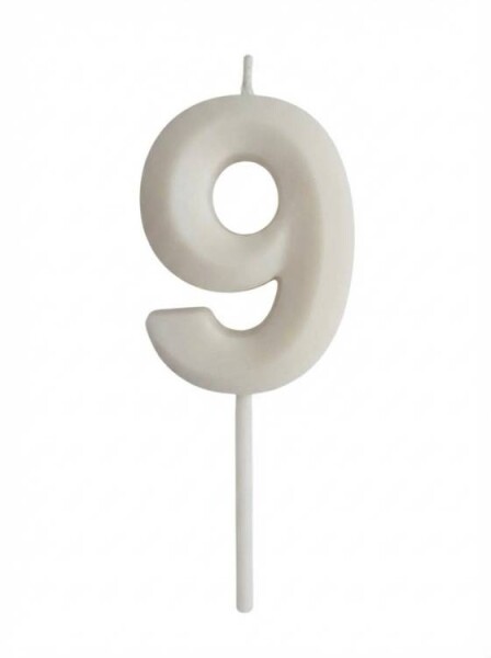 Dortisimo Svíčka s elegantním motivem číslo 9 bílá