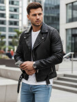 Pánská kožená bunda černá FashionStreet TX4734 L