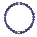 Pánský náramek Gabriel - 6 mm Lapis Lazuli, chirurgická ocel, 21 cm Modrá