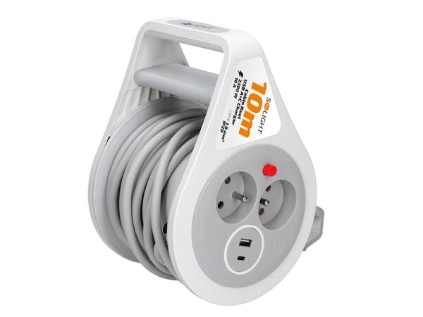 Prodlužovací kabel na bubnu - 2 zásuvky 10m SOLIGHT PB25C