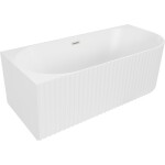 MEXEN/S - Gia volně stojící rohová vana reliéf levá 170 x 80, bílá mat, sifon a přepad nikl kartáčovaný 52701708001L-97