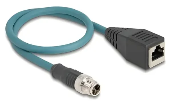 DeLock Kabel M12 X 8pin (M) - RJ45 (F) / Průmyslový síťový kabel / 50 cm (60071)