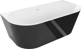 MEXEN/S - Oval vana volně stojící nástěnná 160 x 80, bílá/černá, sifon a přepad bílá 52671608075-20