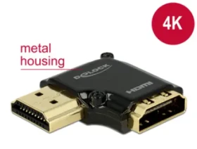 DeLock adaptér High Speed HDMI Ethernet – HDMI-A samice HDMI-A samec 4K 90° pravoúhlý vlevo (65660-DE)
