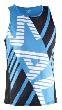Salming Run Team Race Singlet black / Cyan - Běžecké tílko SALMING Run Team Race Singlet - Black/Cyan Velikost textilu: XS