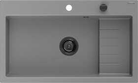 MEXEN/S - Omar granitový dřez 800 x 480 mm, šedá, černý sifon 6520801005-71-B