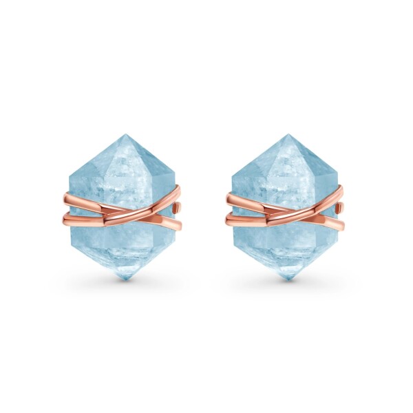 Emporial náušnice zlato Vermeil GU-DR16863E-ROSEGOLD-AQUAMARINE