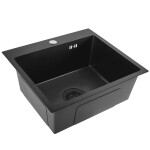 REA - Ocelový dřez Leo 50 Black s kuchyňskou baterií KPL-96005