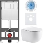 CERANO - Kompletní WC set Basic/Felci - bílá lesklá - WC tlačítko Maxio/Bílá - závěsné - předstěnová instalace - 53x37 CER-8050BD86078