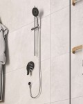 Kielle - Oudee Set sprchové hlavice, tyče a hadice, chrom/černá 20402SE0