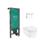 HANSGROHE - EluPura S Set předstěnové instalace, klozetu EluPura S a sedátka SoftClose, tlačítko iFrame Element E, matná bílá 60303700