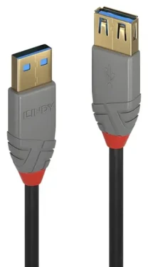 Lindy Anthra Line USB-A - USB-A 2 m černá / Prodlužovací kabel USB / USB 3.2 Gen 1 / 5 Gbit/s (36762)