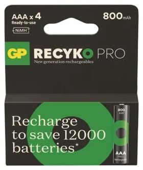 GP ReCyko Pro AAA HR03 800mAh 4ks / Nabíjecí baterie / NiMH / 1500+ nabíjecích cyklů (1032124080)