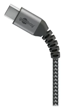 Goobay 49297 Space Grey/Silver / Datový kabel / USB-C - USB-A / textilní opláštění / kovové konektory / 2m (49297)